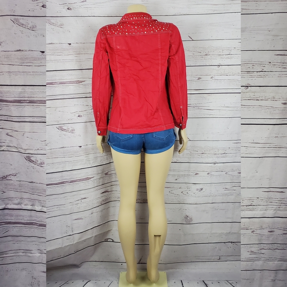 quacker factory xs red jean jacket - Picture 3 of 7
